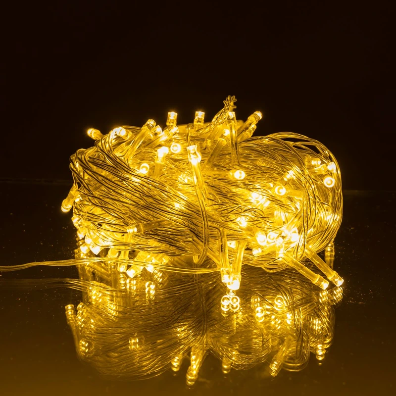 Новорічна гірлянда кімнатна нитка 14 м 160 LED кімнатна гірлянда білий провід Жовте світло W160LED16MWY