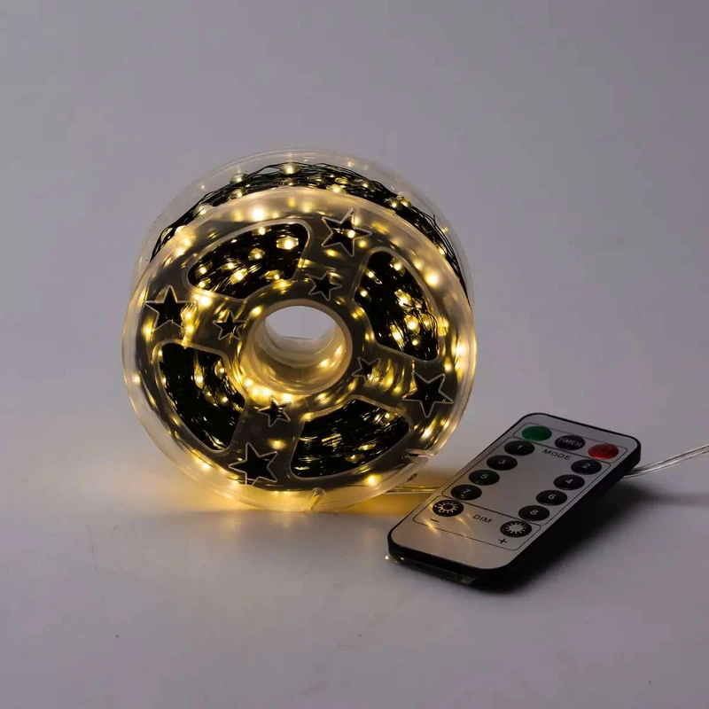 Новорічна гірлянда кімнатна Роса з пультом 100 м 1000 LED нитка зелений провід Жовте сяйво 1000L100MGY — фото 9
