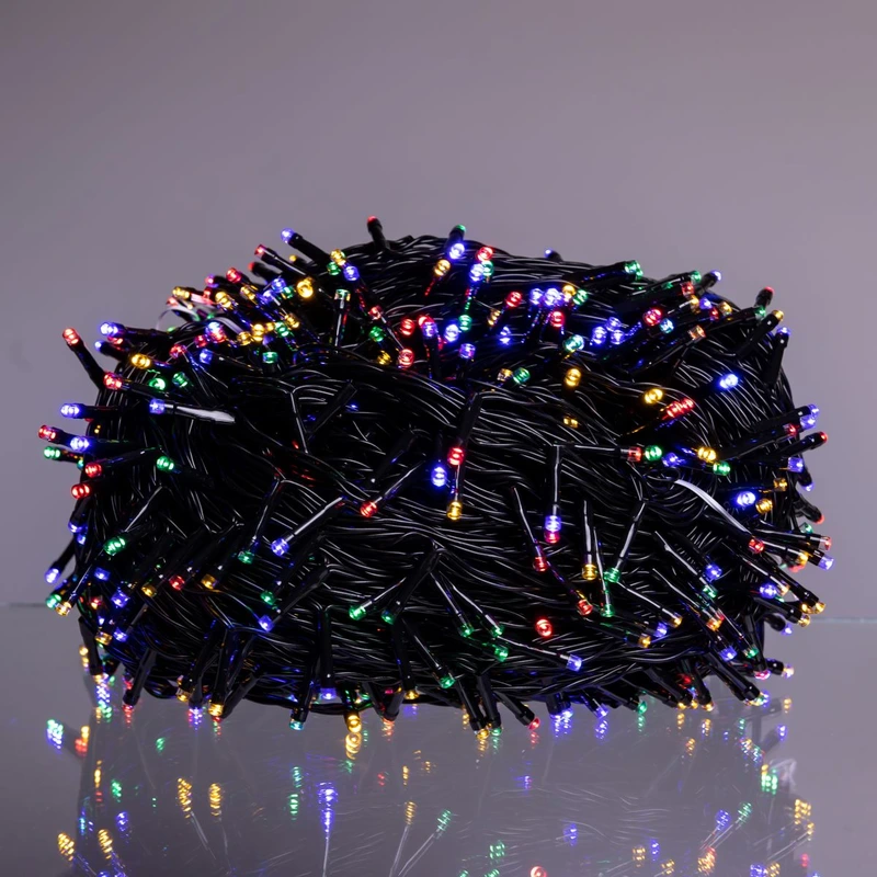 Новорічна гірлянда вулична 100 м 1000 LED з сонячною батареєю чорний провід Мультиколор SB1000L100MBML — фото 3