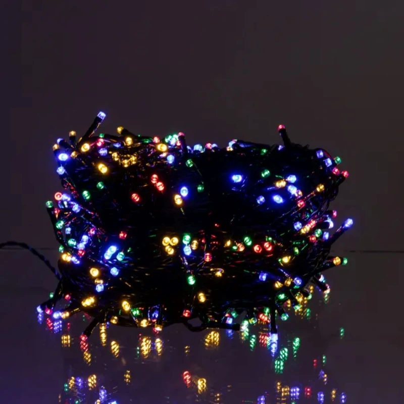 Новорічна гірлянда вулична 50 м 500 LED з сонячною батареєю чорний провід Мультиколор SB500L50MBML