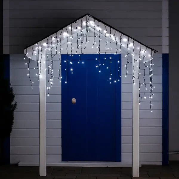 Вулична гірлянда бахрома 12 м 200 led чорний провід чорний провід Білий 12MBW