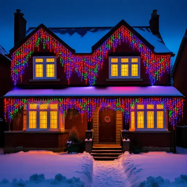 Вулична гірлянда Бахрома 20 м 335 LED гірлянда штора чорний провід Мультиколор 20MBML