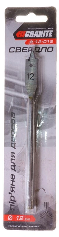 Свердло для дерева GRANITE пір'яне 12х152 мм 6-гранний хвостовик ¼" 2-12-012