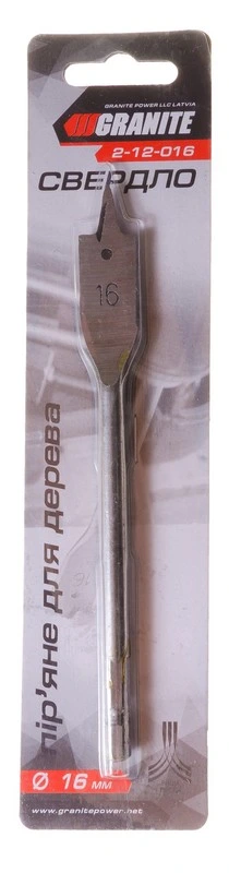 Свердло для дерева GRANITE пір'яне 16х152 мм 6-гранний хвостовик ¼" 2-12-016