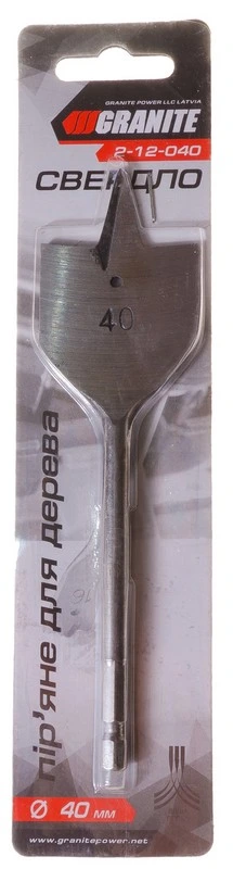 Свердло для дерева GRANITE пір'яне 40х152 мм 6-гранний хвостовик ¼" 2-12-040