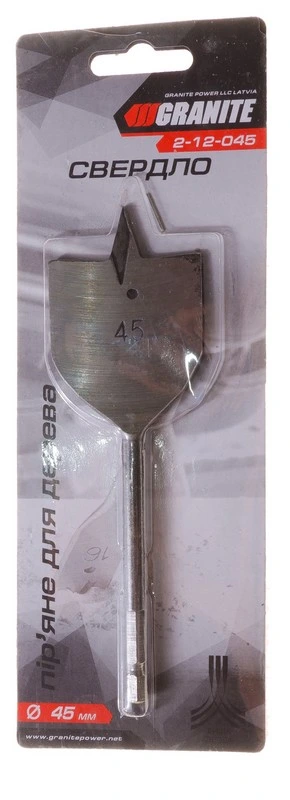 Свердло для дерева GRANITE пір'яне 45х152 мм 6-гранний хвостовик ¼" 2-12-045