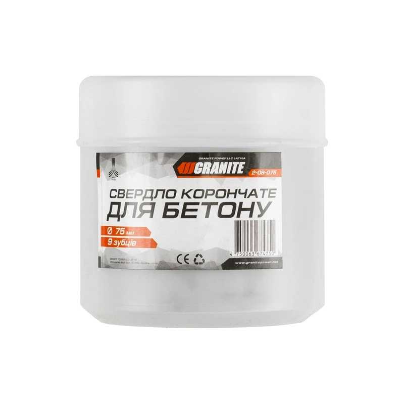Свердло корончате для бетону GRANITE 75 мм 9 зубців 2-08-075