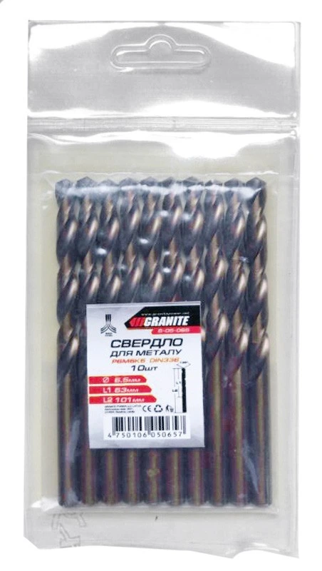Свердло для металу GRANITE COBALT HSS 6.5х101 мм DIN338 6-05-065