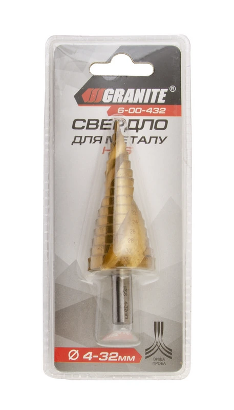 Свердло для металу GRANITE ступеневе HSS 4-32 мм 15 ступенів 6-00-432