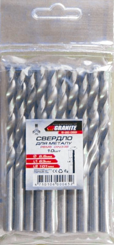 Свердло для металу GRANITE WHITE HSS 6.5х101 мм DIN 338 6-00-065