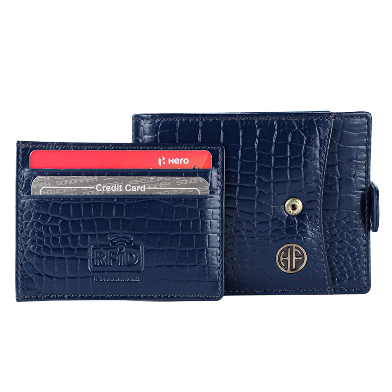 Чоловічий шкіряний гаманець Hammonds Flycatcher HF502 Croc Blue (Синій)