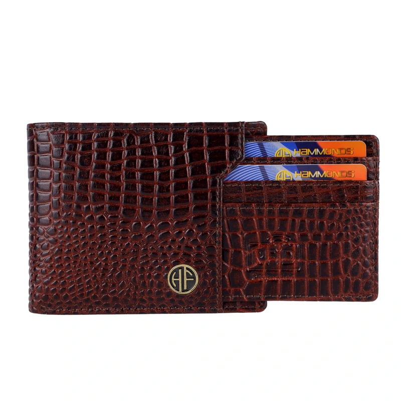 Чоловічий шкіряний гаманець Hammonds Flycatcher HF577 Croc Brown (Коричневий)