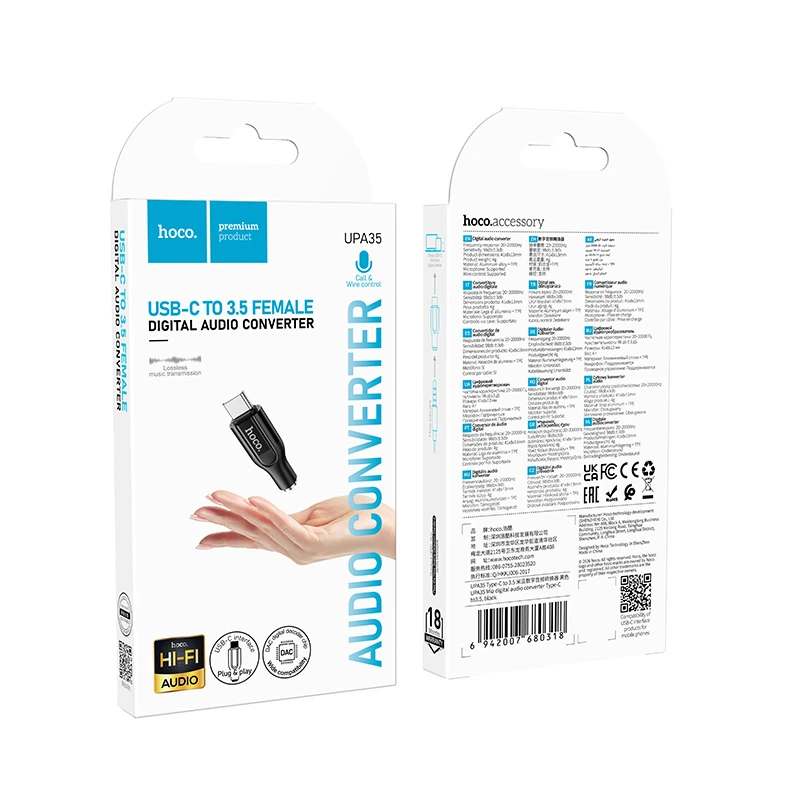 Аудіо перехідник HOCO UPA35 Mia digital audio converter Type-C to 3.5 Black