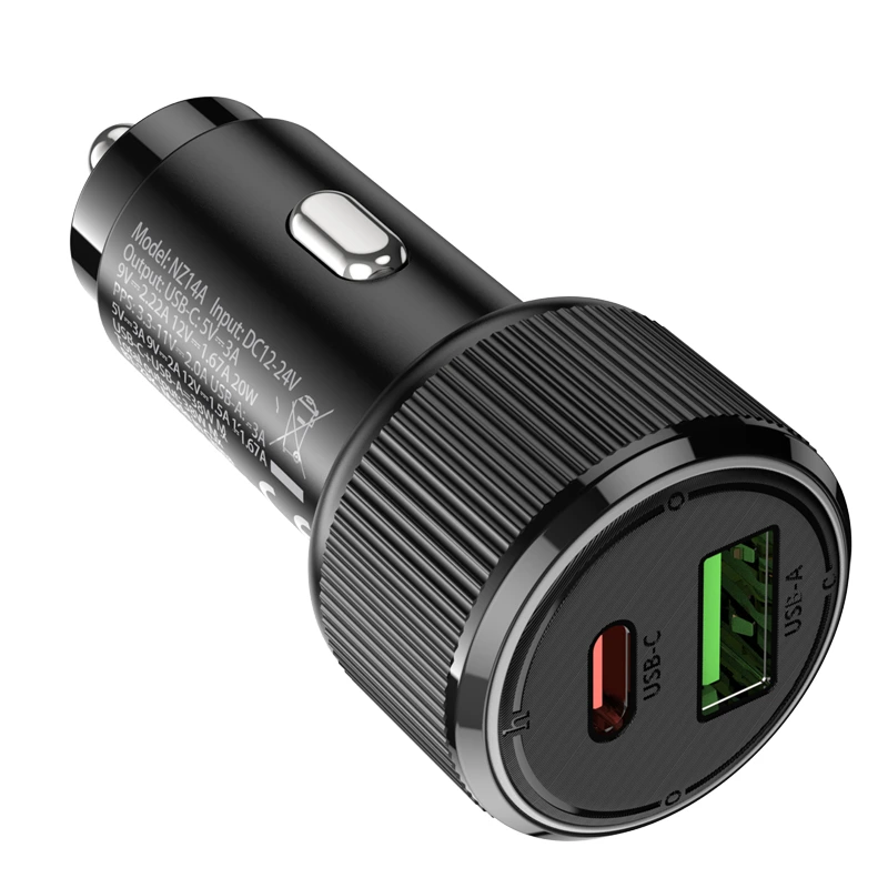 Автомобільний зарядний пристрій HOCO NZ14A Guerrero PD20W+QC3.0 car charger Black — фото 7