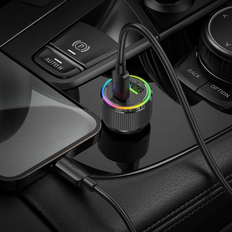 Автомобільний зарядний пристрій HOCO NZ14A Guerrero PD20W+QC3.0 car charger Black — фото 9