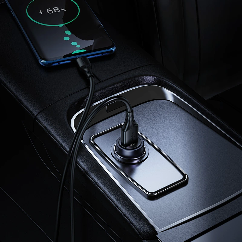 Автомобільний зарядний пристрій HOCO Z62 Energy single-port QC3.0 car charger Metal Gray — фото 5