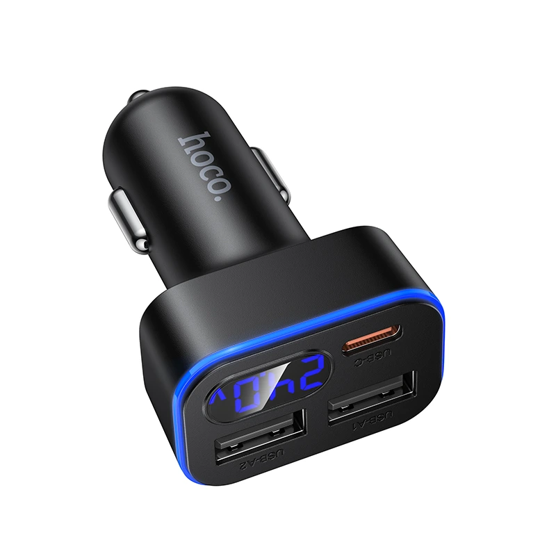 Автомобільний зарядний пристрій HOCO Z63A Barry 42W(1C2A) digital display car charger Black — фото 3