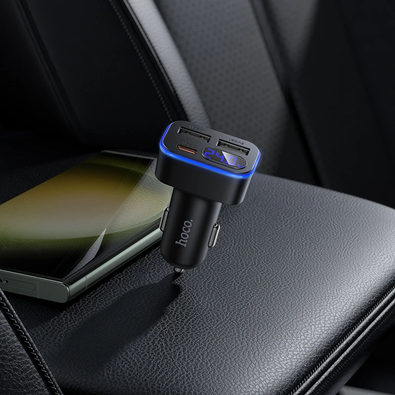 Автомобільний зарядний пристрій HOCO Z63A Barry 42W(1C2A) digital display car charger Black — фото 9