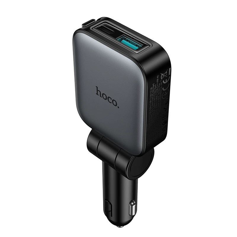 Автомобільний зарядний пристрій HOCO Z67 Triunfar PD60W(1C1A)+Type-C car charger with telescopic cable Metal Gray — фото 3