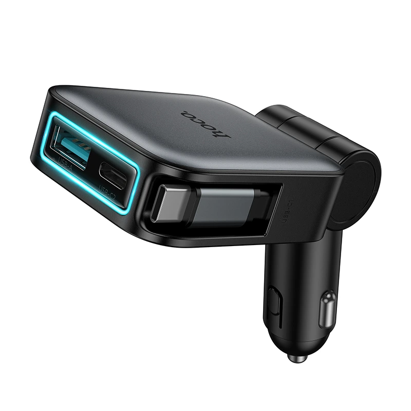 Автомобільний зарядний пристрій HOCO Z67 Triunfar PD60W(1C1A)+Type-C car charger with telescopic cable Metal Gray — фото 4