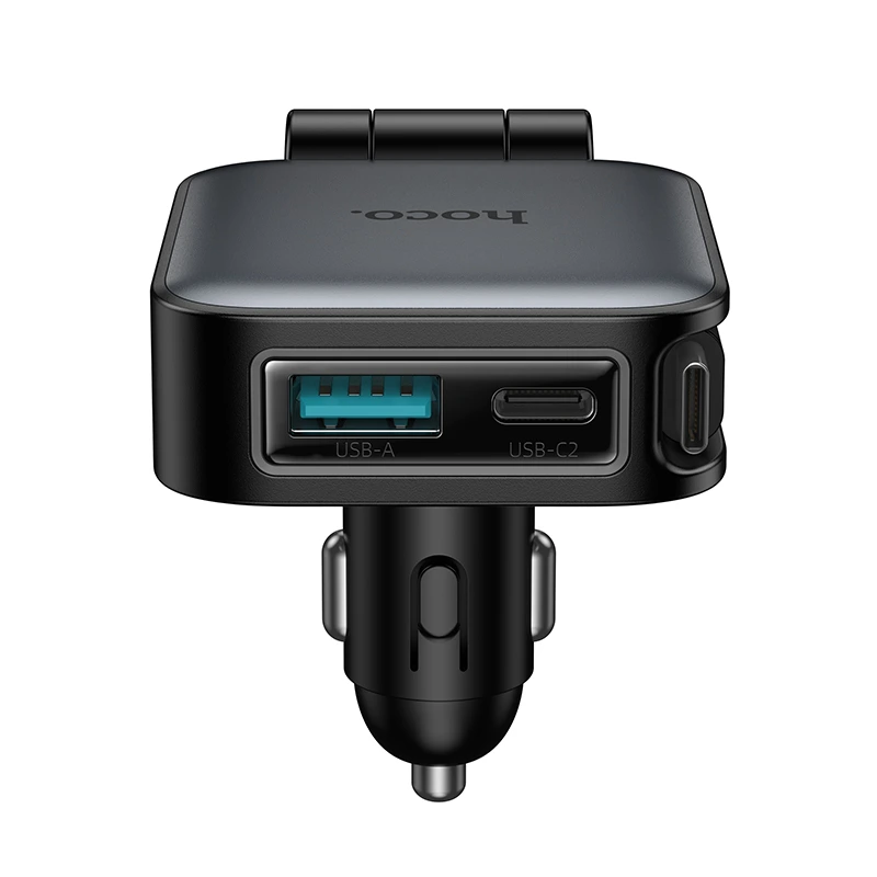 Автомобільний зарядний пристрій HOCO Z67 Triunfar PD60W(1C1A)+Type-C car charger with telescopic cable Metal Gray — фото 5