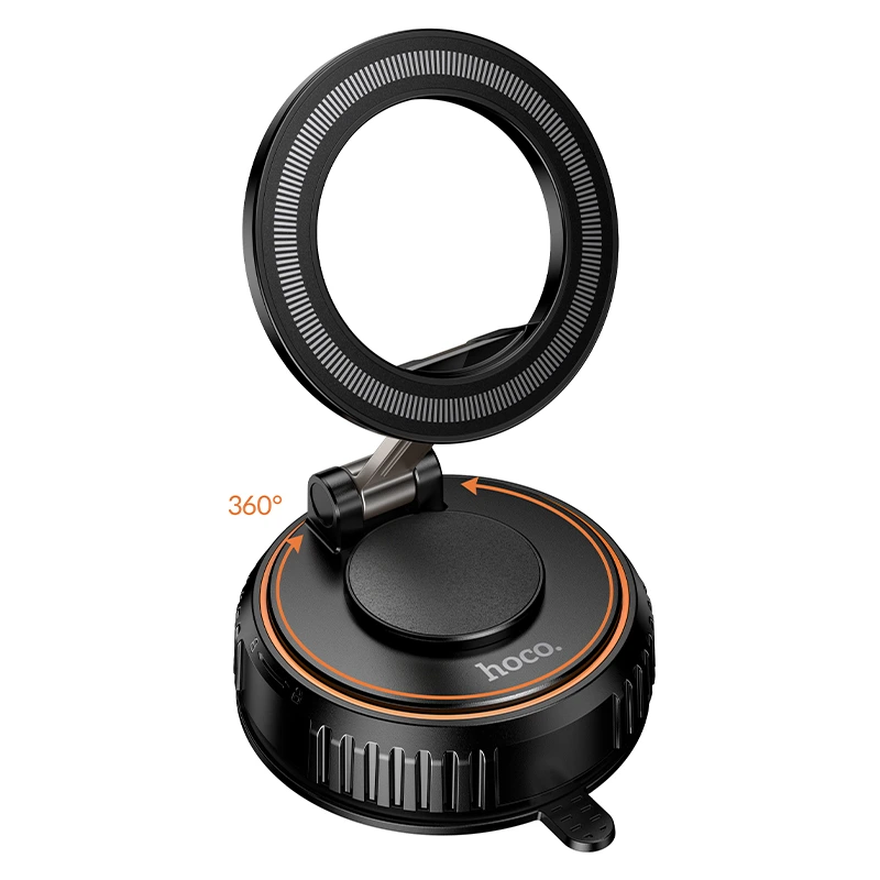 Автотримач для телефона HOCO H105 Journey magnetic car holder with suction cup(multi-scene) Black Orange — фото 5