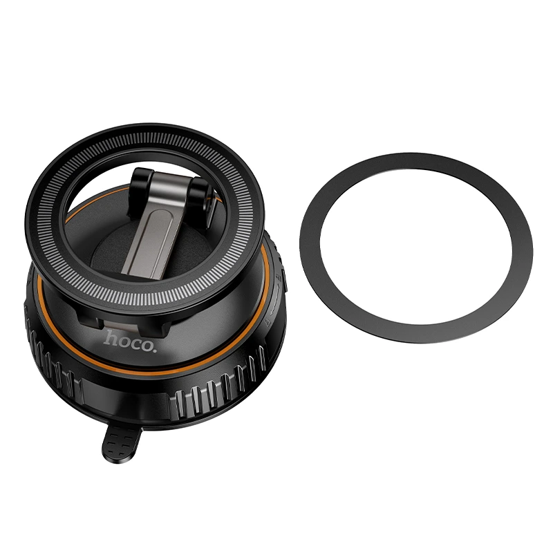 Автотримач для телефона HOCO H105 Journey magnetic car holder with suction cup(multi-scene) Black Orange — фото 7