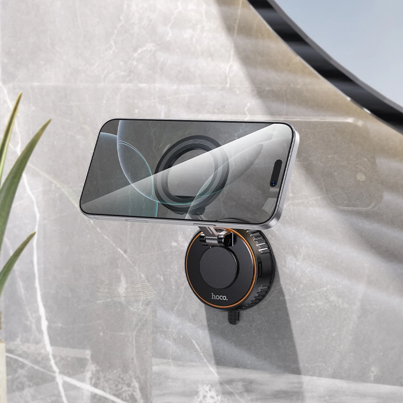 Автотримач для телефона HOCO H105 Journey magnetic car holder with suction cup(multi-scene) Black Orange — фото 8