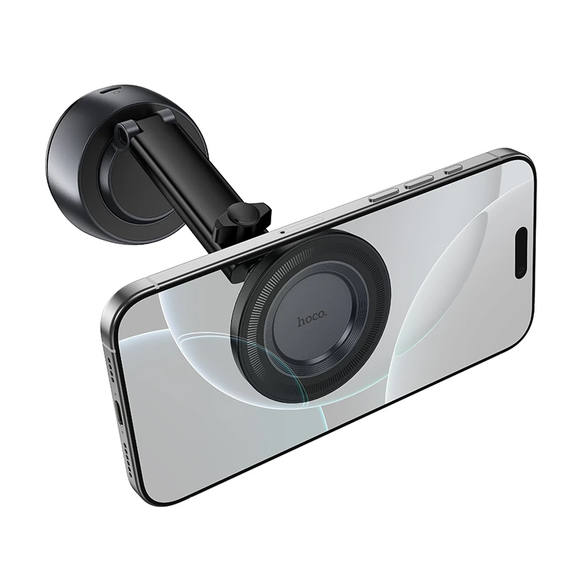 Автотримач для телефона HOCO H107 Carte electric suction cup magnetic car holder(multi-scene) black metal grey — фото 4