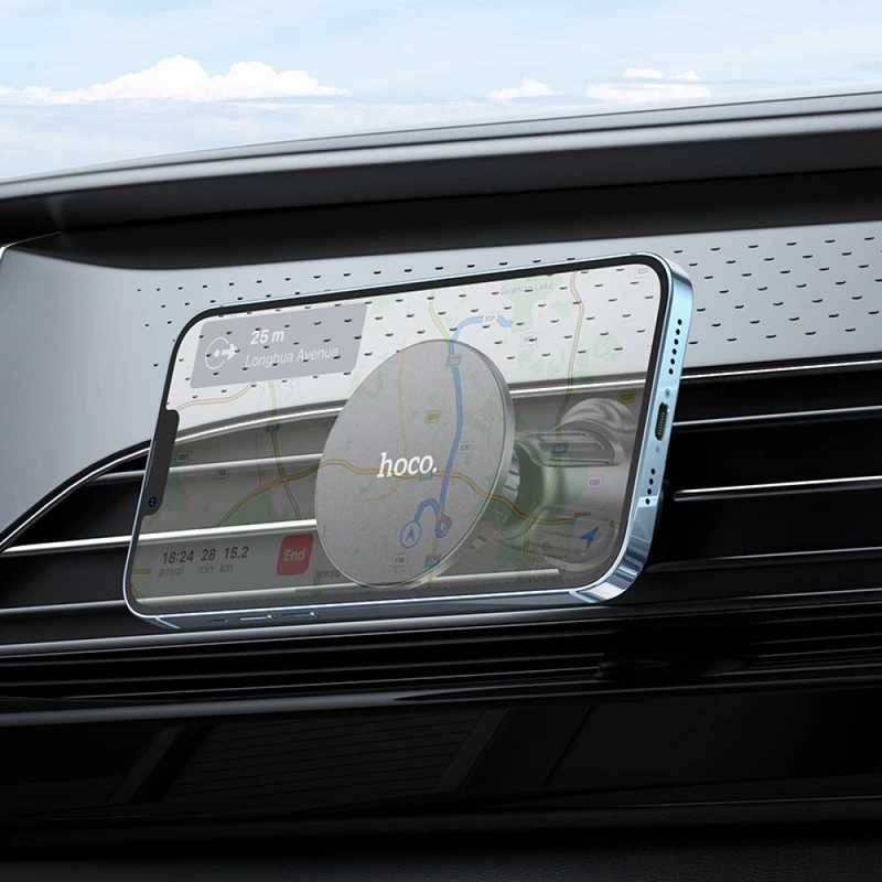 Автотримач для телефона HOCO H12 Fine jade ring magnetic car holder(air outlet) Black — фото 8