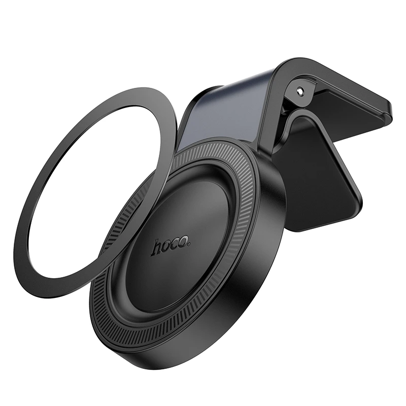 Автотримач для телефона HOCO H59 Show ring magnetic car holder (L air outlet) Black Metal Gray — фото 5