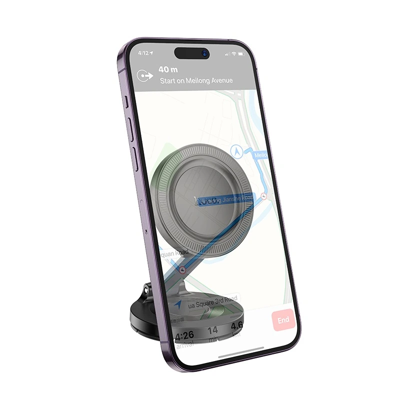 Автотримач для телефона HOCO H61 Show folding ring magnetic car holder (dashboard) Black Metal Gray — фото 5
