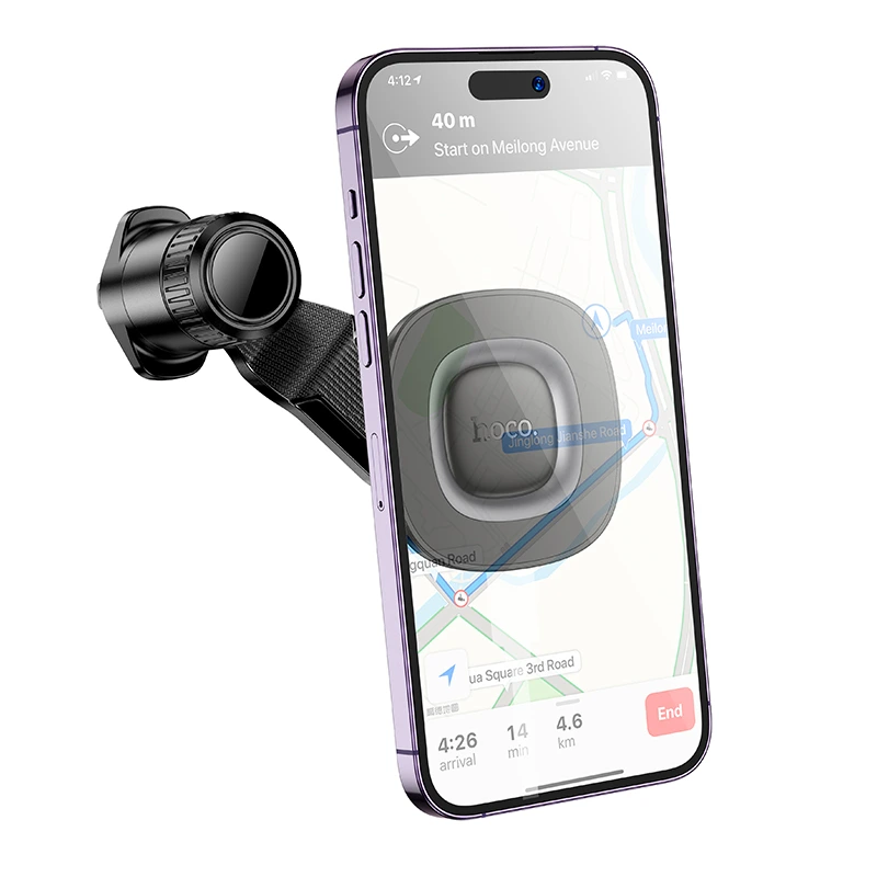 Автотримач для телефона HOCO H74 Crown ring magnetic car holder(air outlet) Black Metal Gray — фото 3