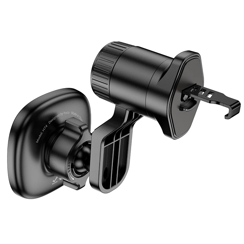 Автотримач для телефона HOCO H74 Crown ring magnetic car holder(air outlet) Black Metal Gray — фото 7