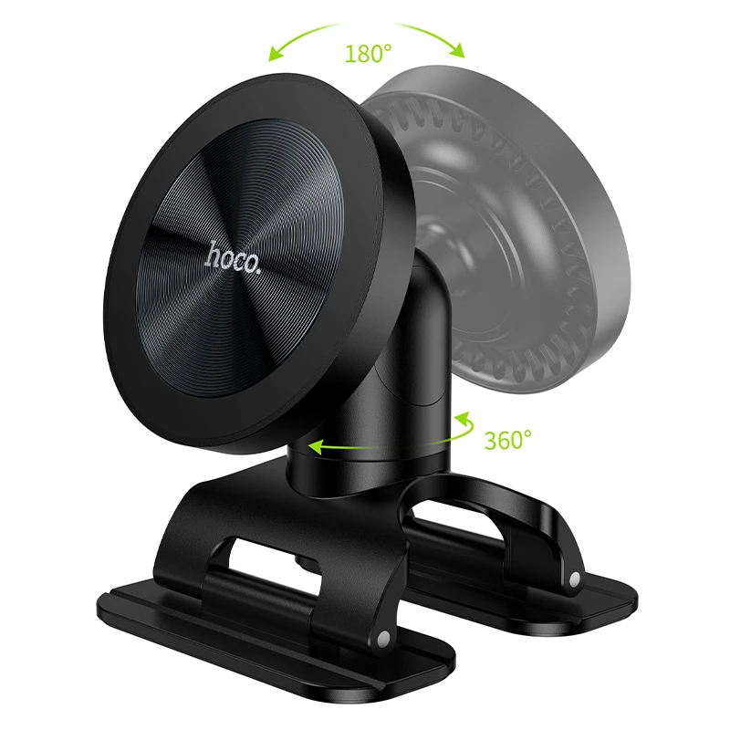 Автотримач для телефона HOCO H97 Eminent Ring Magnetic Car holder(center console) Black — фото 4