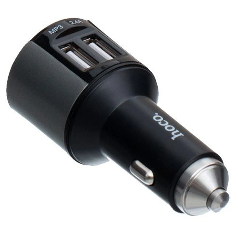 АЗП FM модулятор Hoco E19 (2USB 2.4А) Чорний / Сірий