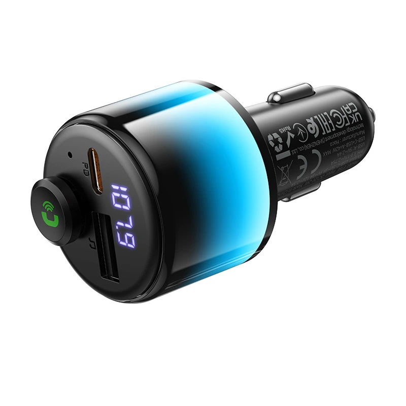 АЗП з FM-модулятором HOCO E166 Path 42W(1A1C) car BT FM transmitter Black — фото 5