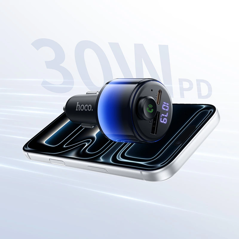 АЗП з FM-модулятором HOCO E166 Path 42W(1A1C) car BT FM transmitter Black — фото 9