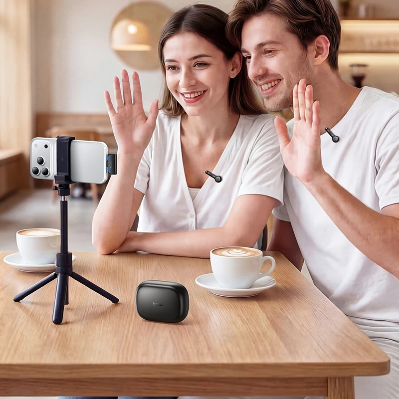 Бездротова мікрофонна система HOCO L27 Ice hidden wireless microphone  (Type-C) Black — фото 8