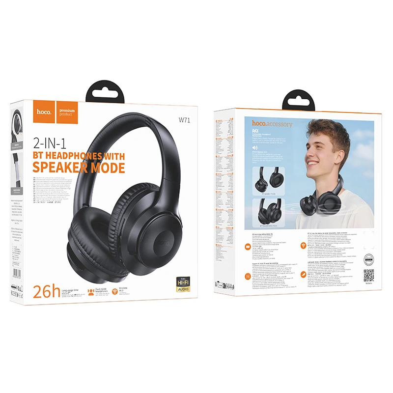 Бездротові накладні навушники HOCO W71 Cool sound BT headphones Black