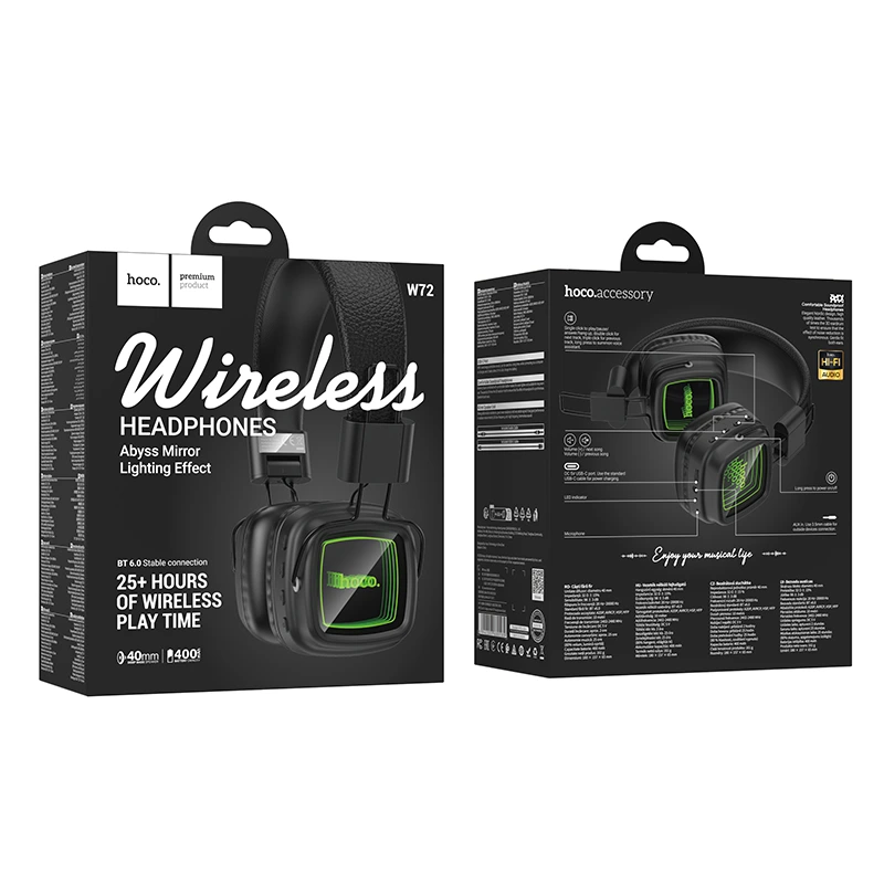 Бездротові накладні навушники HOCO W72 Earl Ⅲ abyss mirror BT headphones Black