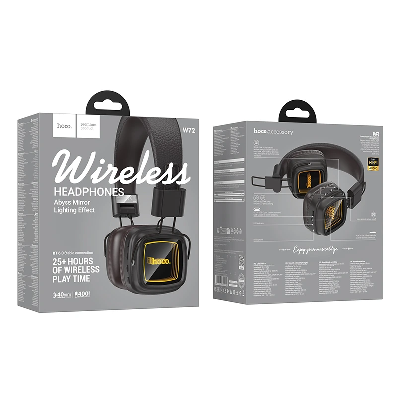 Бездротові накладні навушники HOCO W72 Earl Ⅲ abyss mirror BT headphones Brown