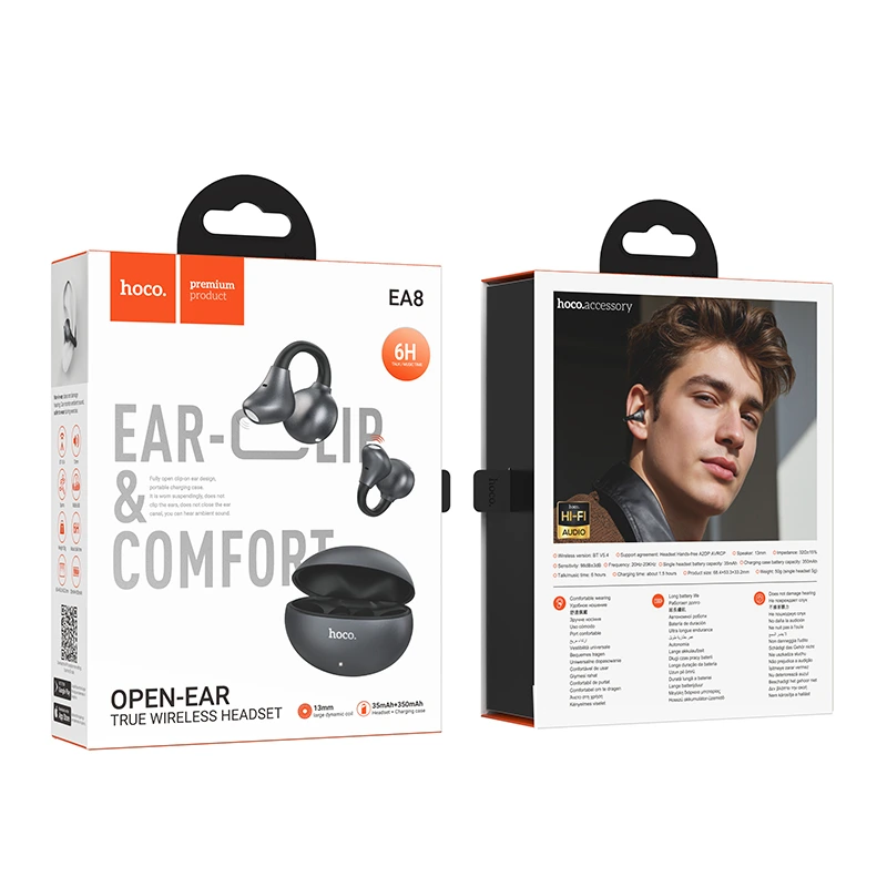 Бездротові навушники HOCO EA8 Warm sound true wireless BT headset(App) metal gray