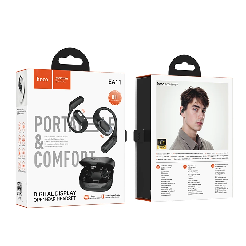 Бездротові навушники TWS HOCO EA11 Honey open true wireless, Black