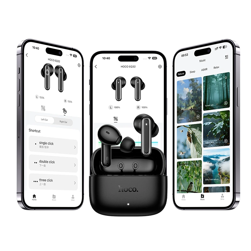 Бездротові навушники TWS HOCO EQ32 Astute wireless BT headset(App) Black — фото 4