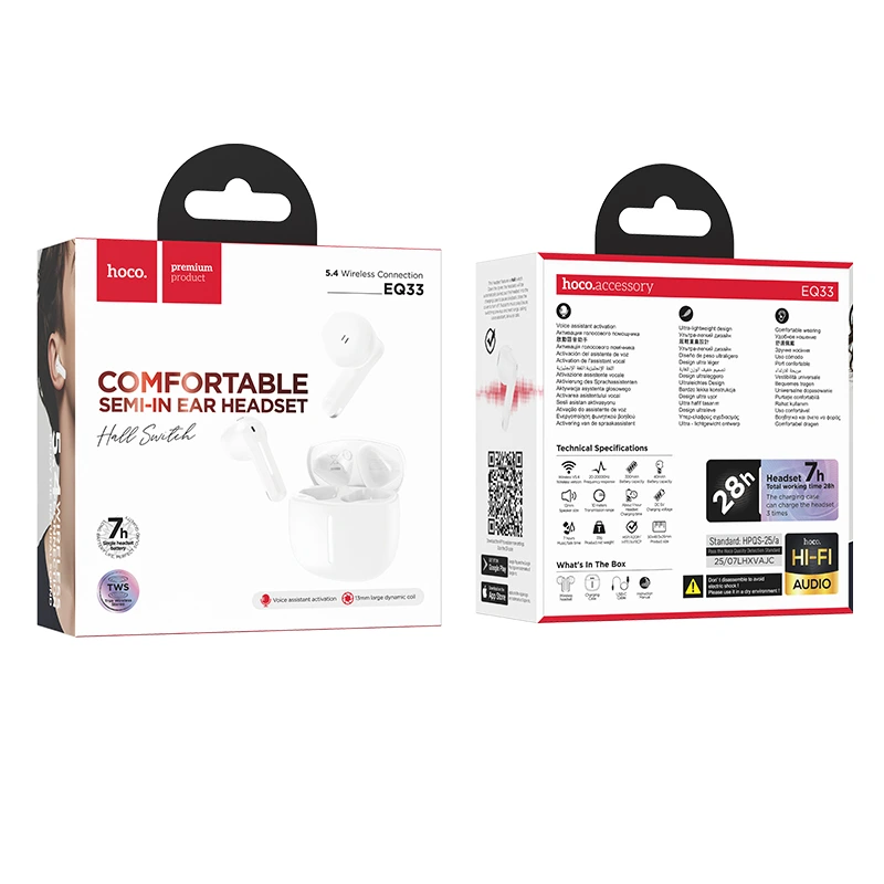 Бездротові навушники TWS HOCO EQ33 Gem wireless BT headset(App) White