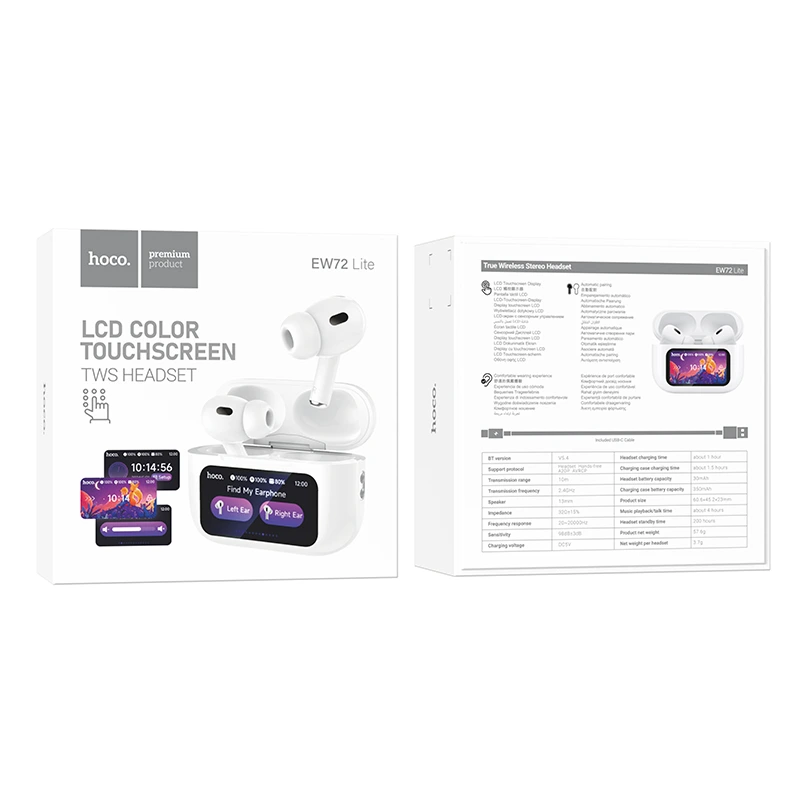 Бездротові навушники TWS HOCO EW72 Lite Soar, touch screen, White
