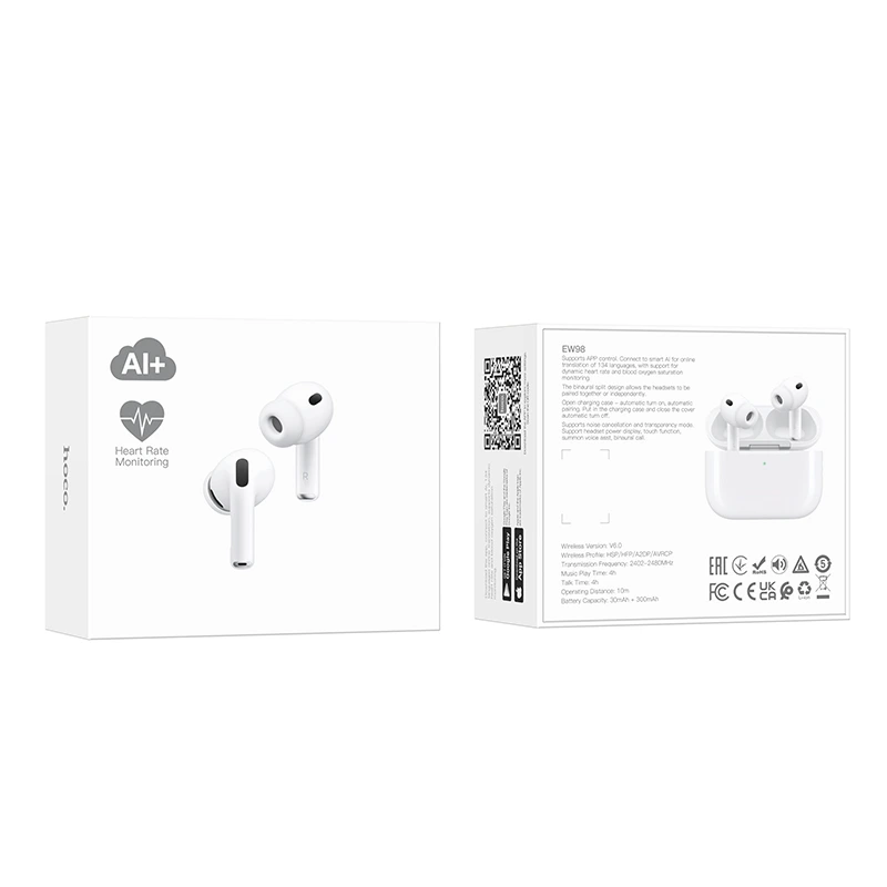 Бездротові навушники TWS HOCO EW98 ANC Intelligent AI translation+heart rate monitoring headset(App)