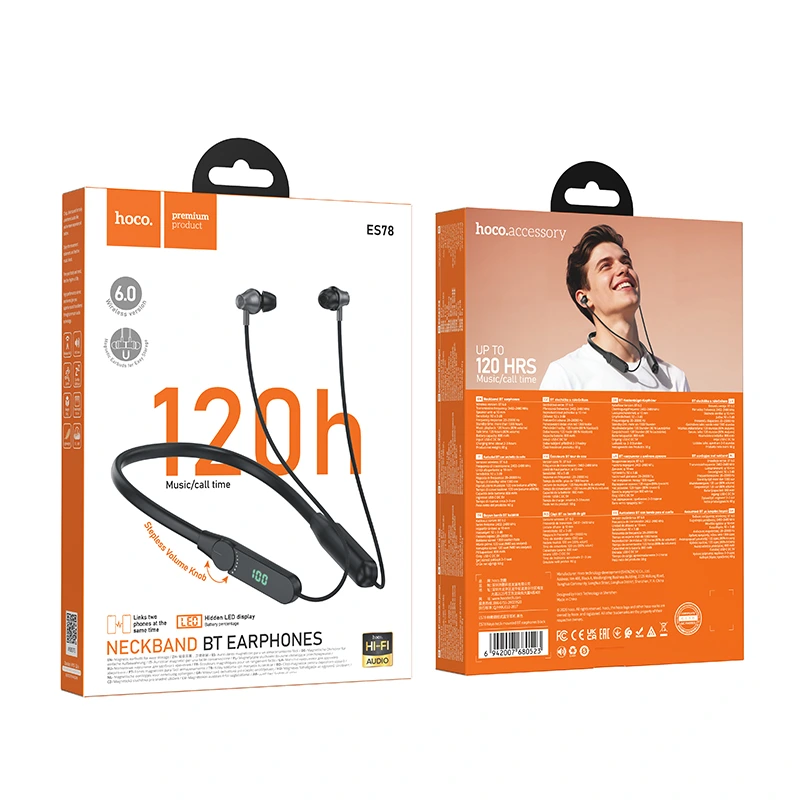 Бездротові спортивні навушники HOCO ES78 Naya neck-mounted BT earphones Black