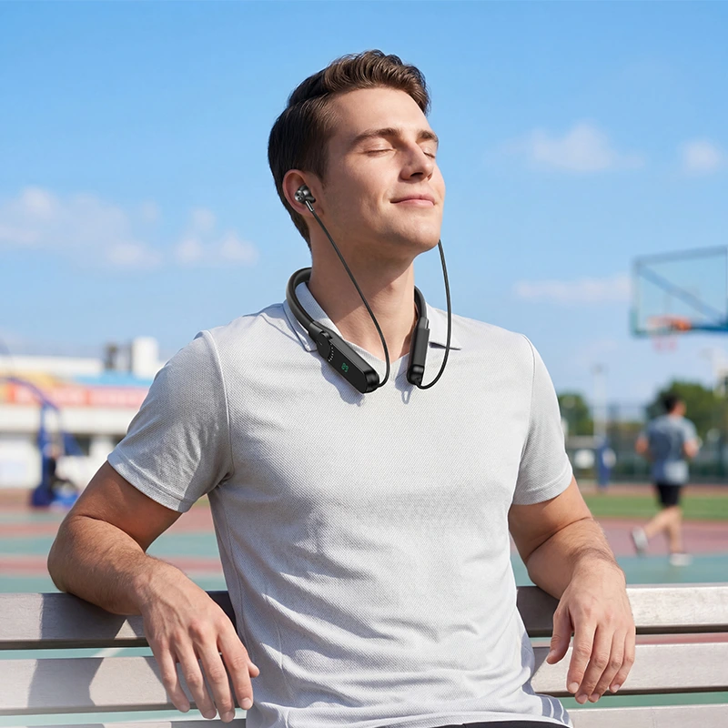 Бездротові спортивні навушники HOCO ES78 Naya neck-mounted BT earphones Black — фото 4